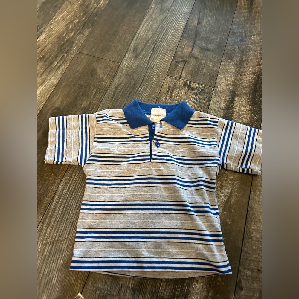 Vintage size 2 Striped Blue and Gray Kids Polo Shirt